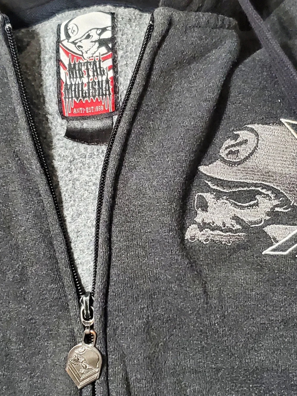 Metal Mulisha Raglan Zip Up Hoodie Mens 2XL Skull Military Y2K Grunge Rock Goth
